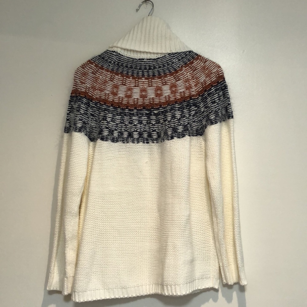 VENUS Knit Sweater Cowl Neck terracotta navy and cream color size medium - Picture 6 of 6